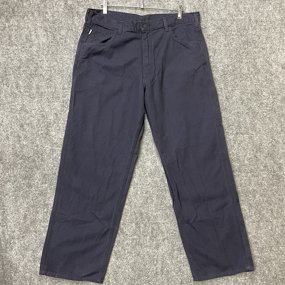 Carhartt FR Cat 2 Canvas Work Pants Insect Shield Blue Mens 38x32